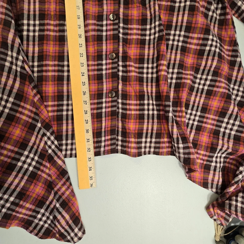 Ulla Popken 1X (16/18) Women's Plaid Button-Down Shirt  Light Weight - Picture 5 of 9